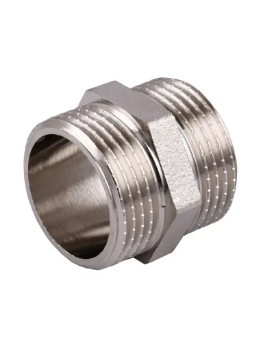 Ниппель Optimum NN552G 1 дюйм НР, ЗЗ, никелированный под прокладку