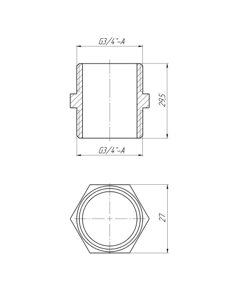 Ниппель Optimum LN442S 3/4 дюйма НР, латунный