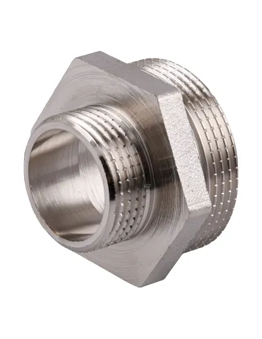 Ниппель редукционный Optimum NN752S 1 1/2 х 1 дюйма НР, никелированный