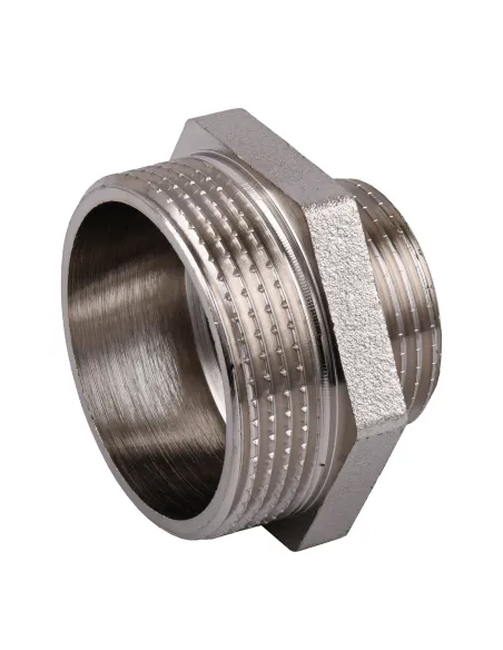 Ниппель редукционный Optimum NN752S 1 1/2 х 1 дюйма НР, никелированный