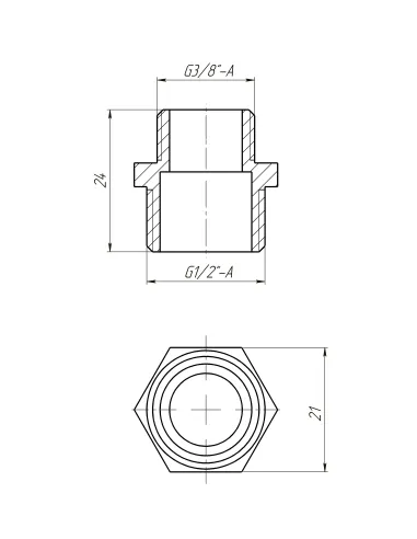 Ниппель редукционный Optimum LN322S 1/2 х 3/8 дюйма НР, латунный