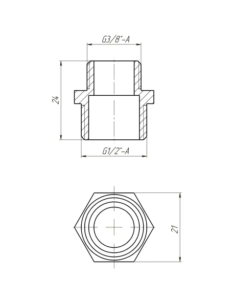 Ниппель редукционный Optimum LN322S 1/2 х 3/8 дюйма НР, латунный