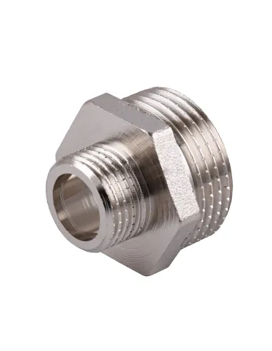 Ніпель редукційний Optimum NN532G 1 х 1/2 дюйми НР, нікельований під прокладку