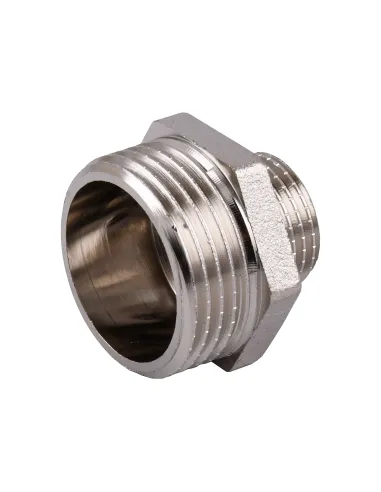 Ниппель редукционный Optimum NN532G 1 х 1/2 дюйма НР, никелированный под прокладку