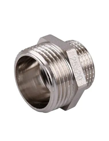 Ніпель редукційний Optimum NN542G 1 х 3/4 дюйми НР, нікельований під прокладку