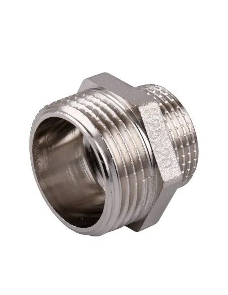 Ниппель редукционный Optimum NN542G 1 х 3/4 дюйма НР, никелированный под прокладку