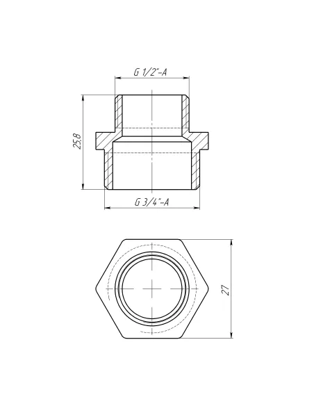 Ниппель редукционный Optimum LN432S 3/4 х 1/2 дюйма НР, латунный