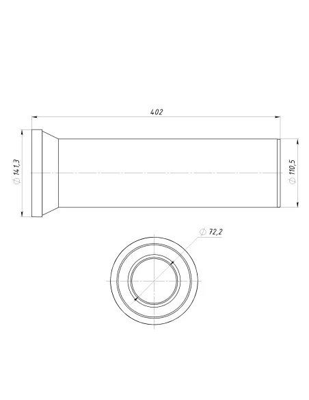 Патрубок для унітазу Optimum OPTI 14110/400, D110, 400 мм, прямий