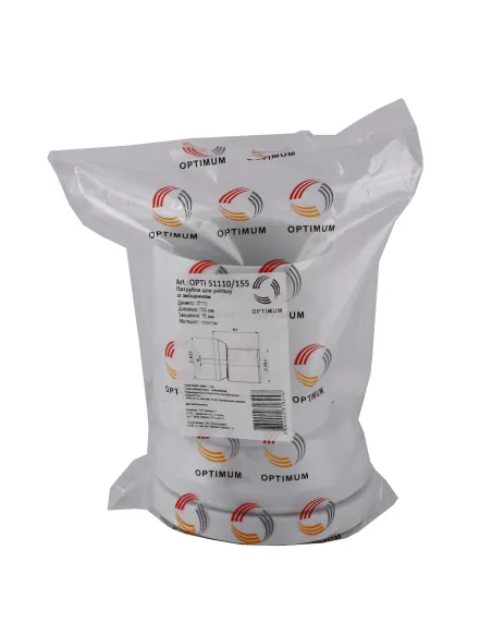 Патрубок для унитаза Optimum OPTI 51110/155, 15 мм, D110, L155 мм, со смещением