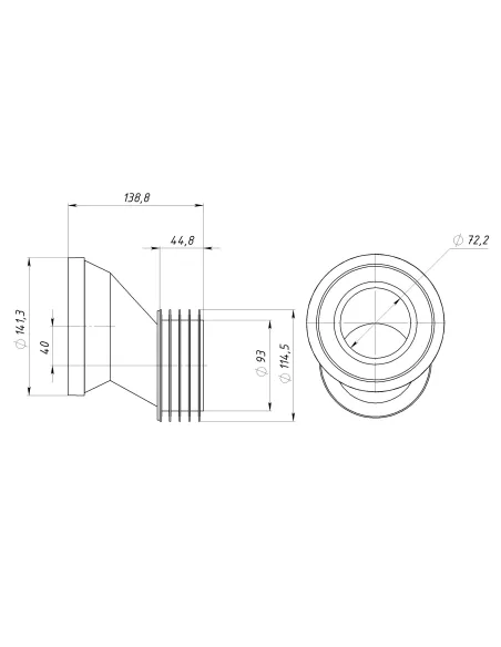 Патрубок для унитаза Optimum OPTI 60115/120, 20 мм, D115, L120 мм, со смещением