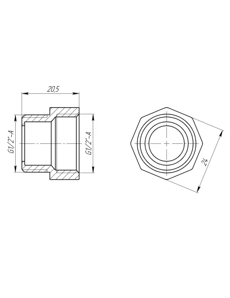 Переходник Optimum LI333S 1/2 дюйма ВН, латунный под прокладку