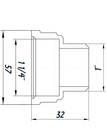Переходник редукционный Optimum NK753O 1 1/2 х1 дюйма ВН, никелированный восьмигранный