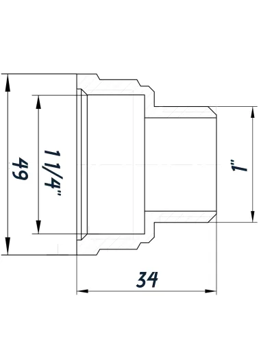 Переходник редукционный Optimum NK653O 1 1/4 х 1 дюйма ВН, никелированный восьмигранный
