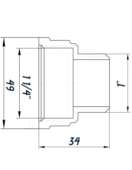Переходник редукционный Optimum NK653O 1 1/4 х 1 дюйма ВН, никелированный восьмигранный