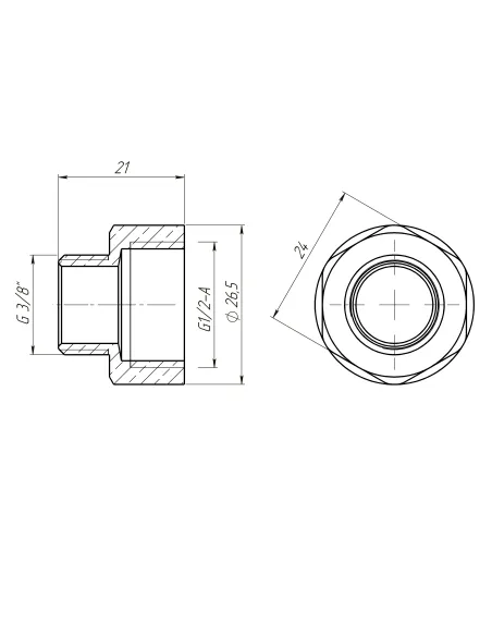 Редукційний переходник Optimum LI323S 1/2 х 3/8 дюйма ВН, латунний
