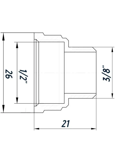 Переходник редукционный Optimum NK323O 1/2 х 3/8 дюйма ВН, никелированный восьмигранный