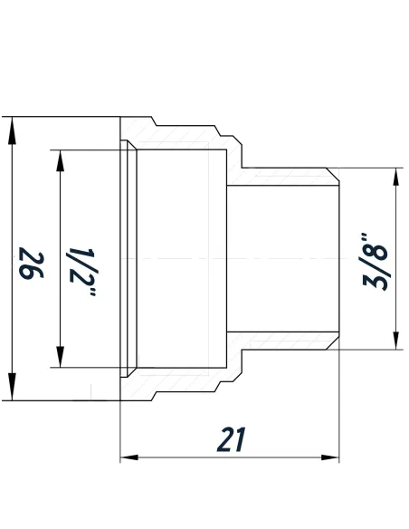 Перехідник редукційний Optimum NK323O 1/2 х 3/8 дюйма ВН, нікельований восьмигранний