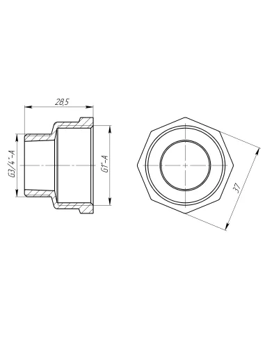 Переходник редукционный Optimum LI543S 1 х 3/4 дюйма ВН, латунный