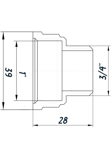 Перехідник редукційний Optimum NK543O 1 х 3/4 дюйми ВН, нікельований восьмигранний