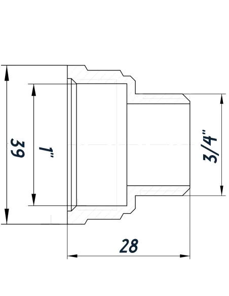 Перехідник редукційний Optimum NK543O 1 х 3/4 дюйми ВН, нікельований восьмигранний