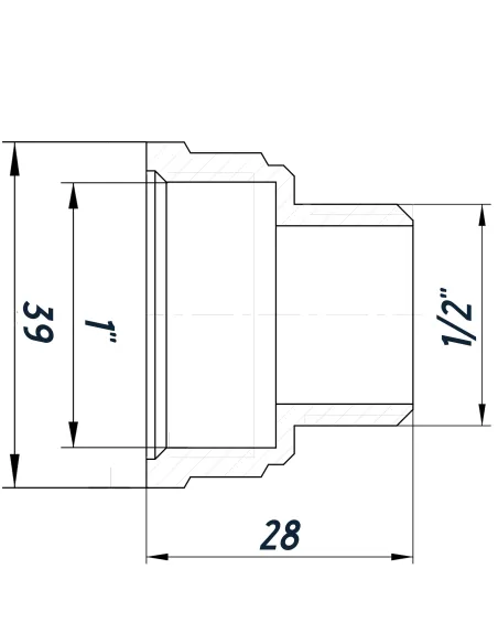 Перехідник редукційний Optimum NK533O 1 х 1/2 дюйма ВН, нікельований восьмигранний