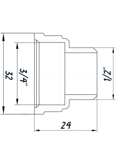 Перехідник редукційний Optimum NK433O 3/4 х 1/2 дюйми ВН, нікельований восьмигранний