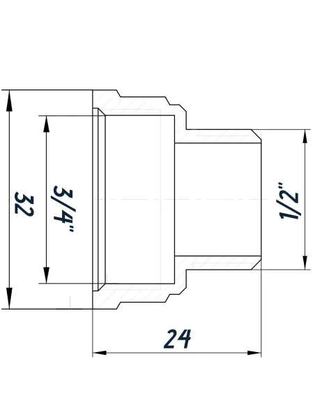 Перехідник редукційний Optimum NK433O 3/4 х 1/2 дюйми ВН, нікельований восьмигранний