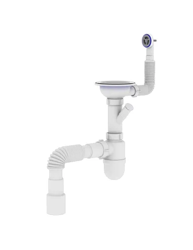 Сифон для кухонного миття Optimum OPTI-27243 31/2 дюйма х 40 з отвором для пральної машини та круглим переливом