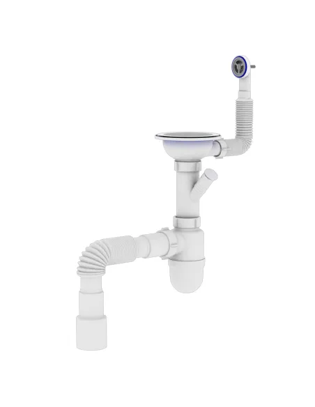 Сифон для кухонного миття Optimum OPTI-27243 31/2 дюйма х 40 з отвором для пральної машини та круглим переливом