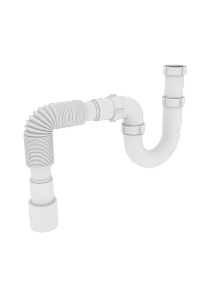 Сифон для умывальника и мойки Optimum OPTI-10043 1 1/2 дюйма х 40 без выпуска, прямоточный, с гофротрубой 40х40/50