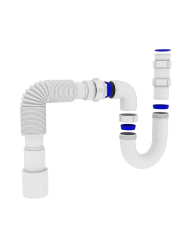 Сифон для умивальника та миття Optimum OPTI-10043 1 1/2 дюйма х 40 без випуску, прямоточний, з гофротрубою 40х40/50