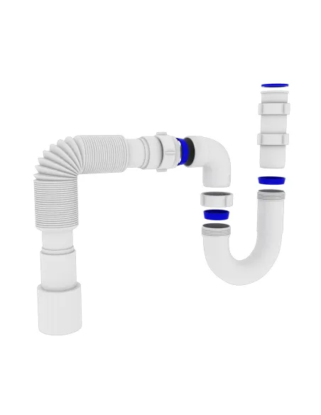 Сифон для умывальника и мойки Optimum OPTI-10043 1 1/2 дюйма х 40 без выпуска, прямоточный, с гофротрубой 40х40/50