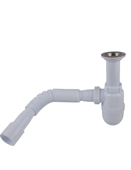 Сифон для умивальника та мийки Optimum OOPTI-11043 1 1/2 дюйма х 40 з литим випуском та гофротрубою 40х40/50