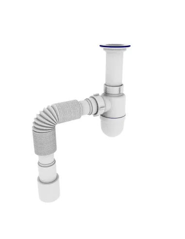 Сифон для умивальника та мийки Optimum OOPTI-11043 1 1/2 дюйма х 40 з литим випуском та гофротрубою 40х40/50