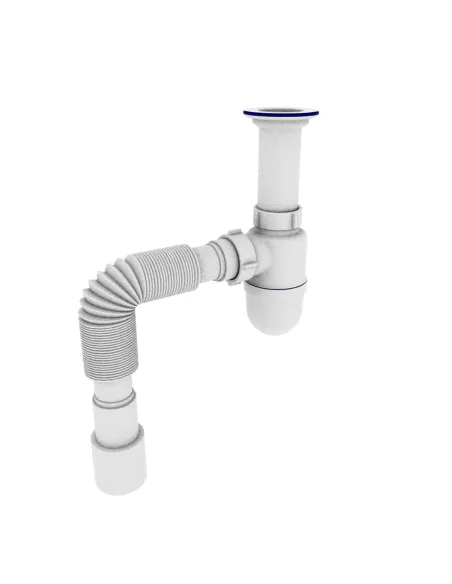Сифон для умывальника и мойки Optimum OOPTI-11043 1 1/2 дюйма х 40 с литым выпуском и гофротрубой 40х40/50