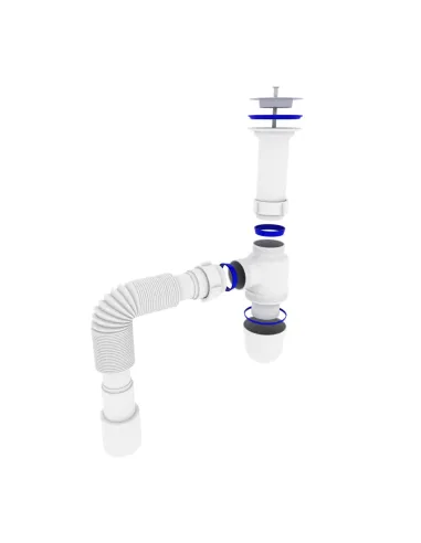 Сифон для умивальника та мийки Optimum OOPTI-11043 1 1/2 дюйма х 40 з литим випуском та гофротрубою 40х40/50