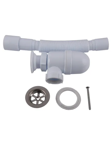 Сифон для умивальника та мийки Optimum OOPTI-11043 1 1/2 дюйма х 40 з литим випуском та гофротрубою 40х40/50