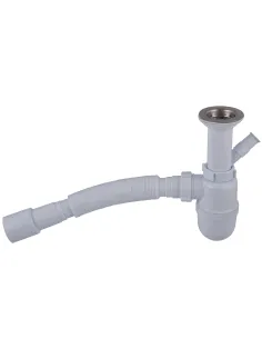 Сифон для умивальника та миття Optimum OPTI-13043 11/2 дюйма х 40 з відведенням для пральної машини та гофротрубою 40х40/50