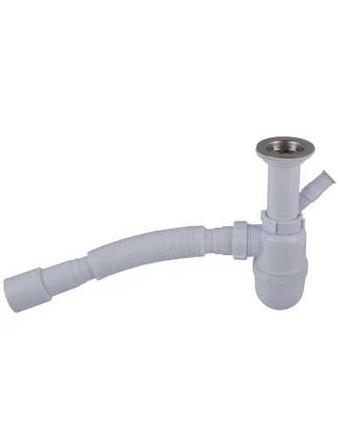 Сифон для умывальника и мойки Optimum OPTI-13043 11/2 дюйма х 40 с отводом для стиральной машины та гофротрубой 40х40/50