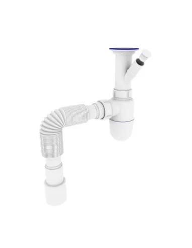 Сифон для умывальника и мойки Optimum OPTI-13043 11/2 дюйма х 40 с отводом для стиральной машины та гофротрубой 40х40/50