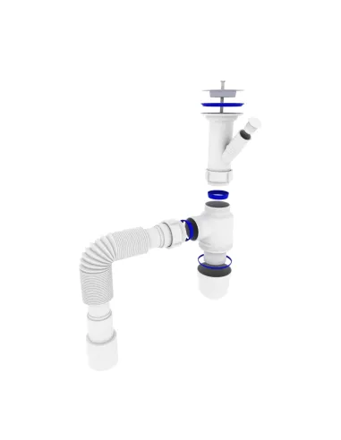 Сифон для умывальника и мойки Optimum OPTI-13043 11/2 дюйма х 40 с отводом для стиральной машины та гофротрубой 40х40/50