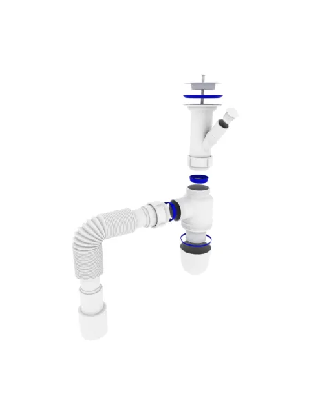 Сифон для умивальника та миття Optimum OPTI-13043 11/2 дюйма х 40 з відведенням для пральної машини та гофротрубою 40х40/50