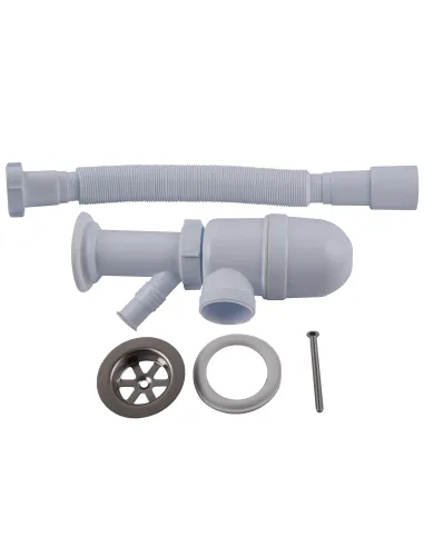 Сифон для умывальника и мойки Optimum OPTI-13043 11/2 дюйма х 40 с отводом для стиральной машины та гофротрубой 40х40/50