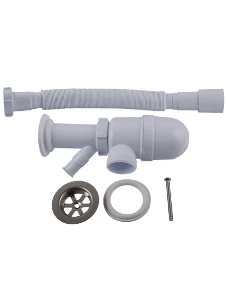 Сифон для умивальника та миття Optimum OPTI-13043 11/2 дюйма х 40 з відведенням для пральної машини та гофротрубою 40х40/50