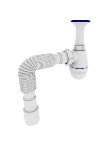 Сифон для умивальника Optimum OPTI-12043 11/4 дюйма х 40 з відведенням для пральної машини та гофротрубою 40х40/50