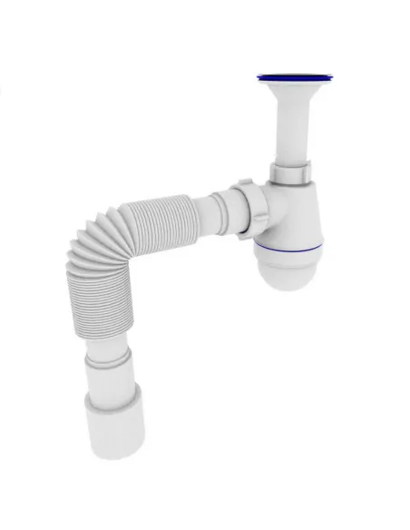 Сифон для умивальника Optimum OPTI-12043 11/4 дюйма х 40 з відведенням для пральної машини та гофротрубою 40х40/50