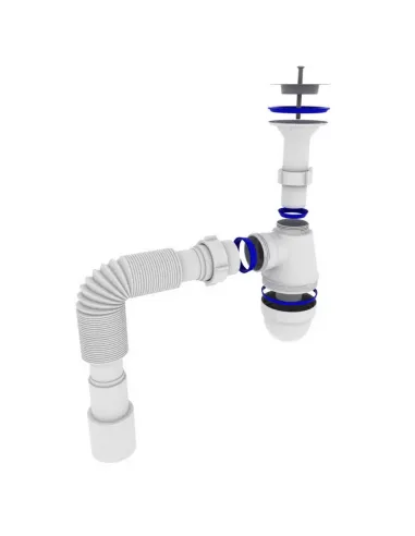 Сифон для умывальника Optimum OPTI-12043 11/4 дюйма х 40 с отводом для стиральной машины та гофротрубой 40х40/50