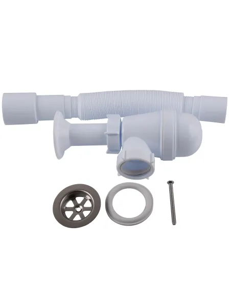 Сифон для умивальника Optimum OPTI-12043 11/4 дюйма х 40 з відведенням для пральної машини та гофротрубою 40х40/50