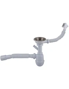 Сифон для кухонного миття Optimum OPTI-27343 31/2 дюйма х 40 з отвором для пральної машини, прямокутним переливом та гофротрубою