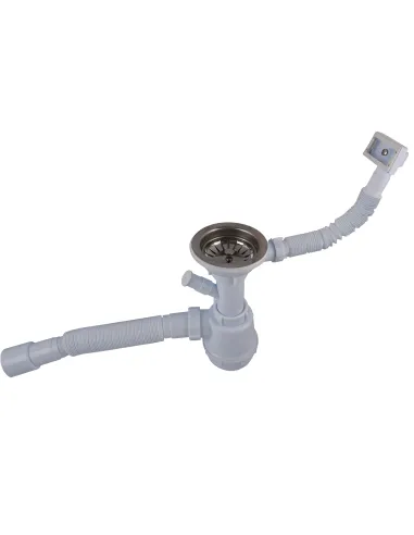 Сифон для кухонной мойки Optimum OPTI- 27343 31/2 дюйма х 40 с отверствием для стиральной машины, прямоугольным переливом и гофр